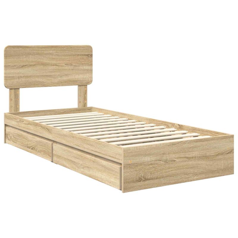 Casa si Gradina - Mobilier - Paturi si accesorii - Paturi - Pat cu storage Stejar Sonoma 90 x 200 cm Lemn compozit - Infinity.ro