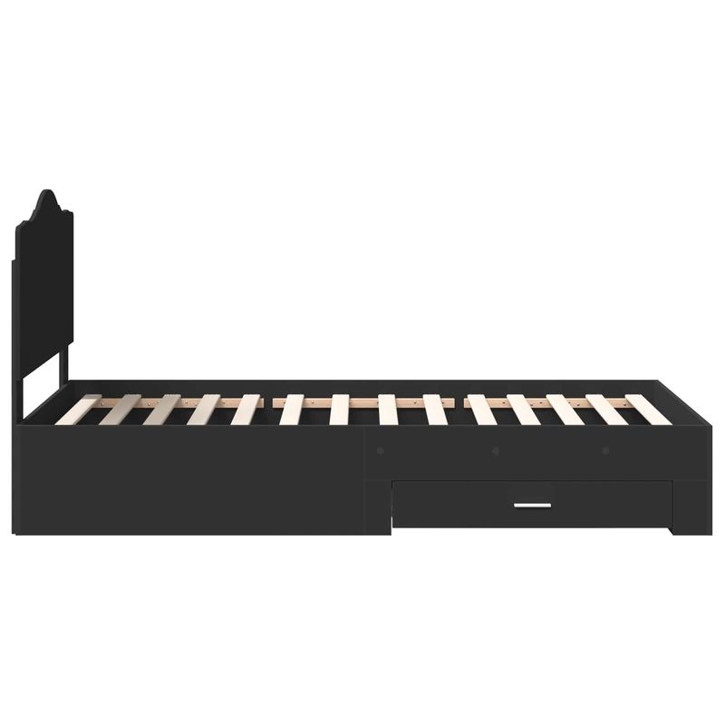 Casa si Gradina - Mobilier - Paturi si accesorii - Paturi - Cadru de pat cu headboard Negru 100 x 200 cm Lemn compozit - Infinity.ro