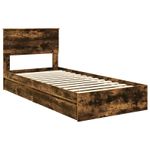 Casa si Gradina - Mobilier - Paturi si accesorii - Paturi - Pat cu storage Stejar fumuriu 90 x 190 cm Lemn compozit - Infinity.ro