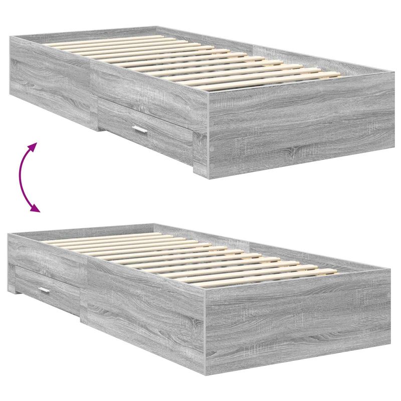 Casa si Gradina - Mobilier - Paturi si accesorii - Paturi - Cadru de pat cu headboard Gri Sonoma 75 x 190 cm Lemn compozit - Infinity.ro