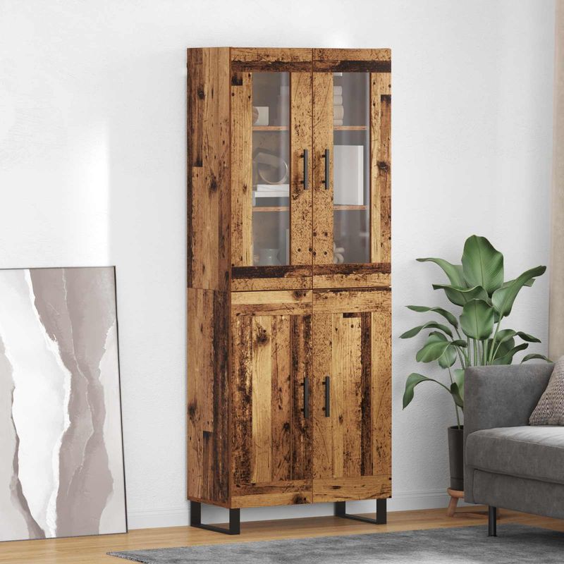 Casa si Gradina - Mobilier - Comode si corpuri - Comode - Bufet 2 pcs Lemn Vechi Lemn Stratificat si Sticla - Infinity.ro