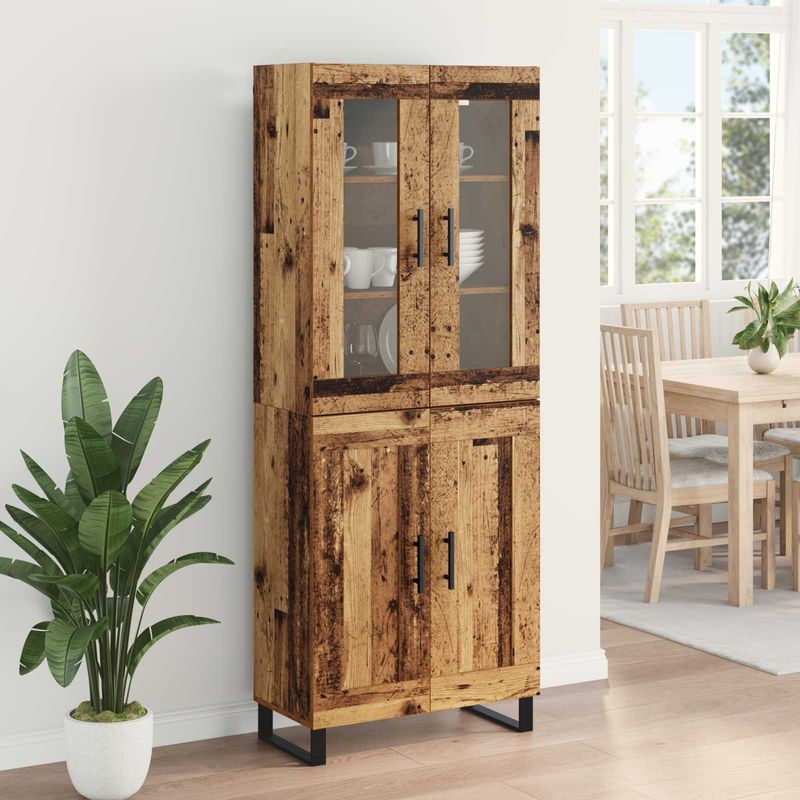 Casa si Gradina - Mobilier - Comode si corpuri - Comode - Bufet 2 pcs Lemn Vechi Lemn Stratificat si Sticla - Infinity.ro