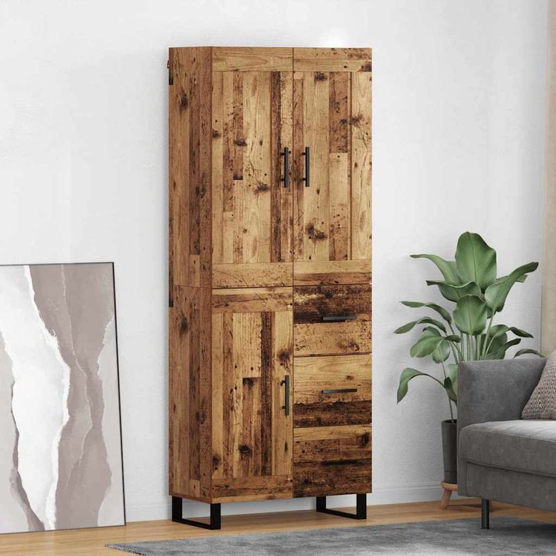 Casa si Gradina - Mobilier - Comode si corpuri - Comode - Bufet cu sertar 2 pcs Lemn Vechi Lemn Stratificat si Sticla - Infinity.ro