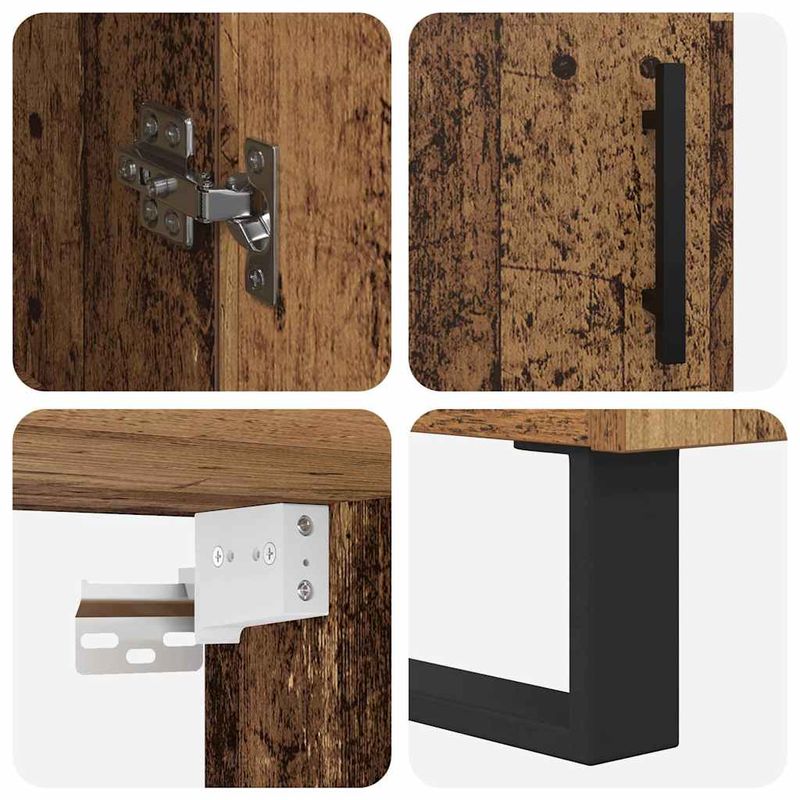 Casa si Gradina - Mobilier - Comode si corpuri - Comode - Bufet 2 pcs Lemn Vechi Lemn Stratificat si Sticla - Infinity.ro