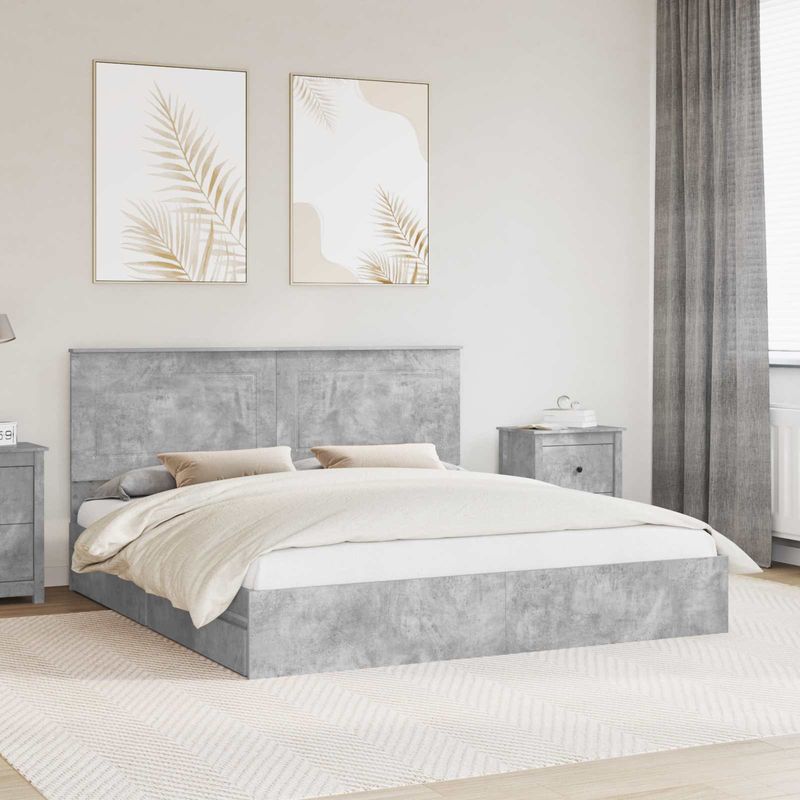 Casa si Gradina - Mobilier - Paturi si accesorii - Paturi - Cadru de pat cu sertar Gri din beton 180 x 200 cm Lemn compozit - Infinity.ro