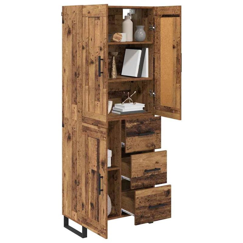 Casa si Gradina - Mobilier - Comode si corpuri - Comode - Bufet cu sertar 2 pcs Lemn Vechi Lemn Stratificat si Sticla - Infinity.ro