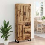 Casa si Gradina - Mobilier - Comode si corpuri - Comode - Bufet cu sertar 2 pcs Lemn Vechi Lemn Stratificat si Sticla - Infinity.ro