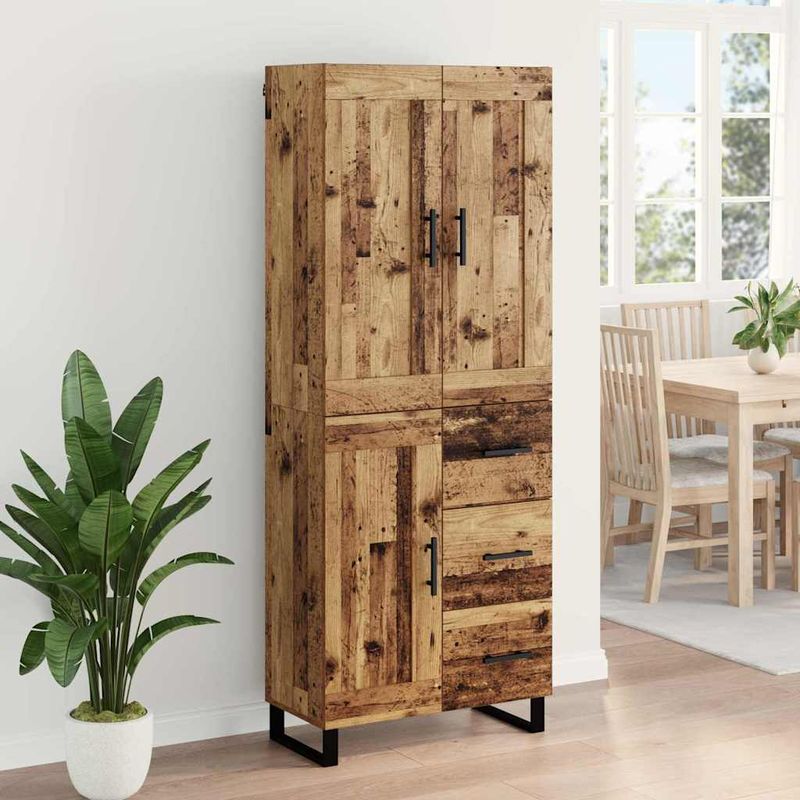 Casa si Gradina - Mobilier - Comode si corpuri - Comode - Bufet cu sertar 2 pcs Lemn Vechi Lemn Stratificat si Sticla - Infinity.ro