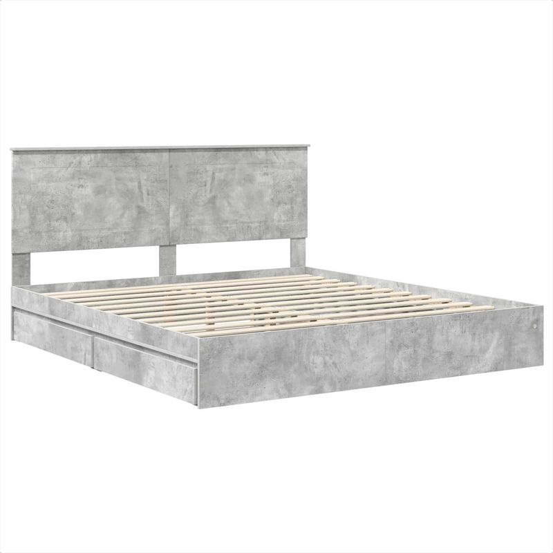 Casa si Gradina - Mobilier - Paturi si accesorii - Paturi - Cadru de pat cu sertar Gri din beton 180 x 200 cm Lemn compozit - Infinity.ro