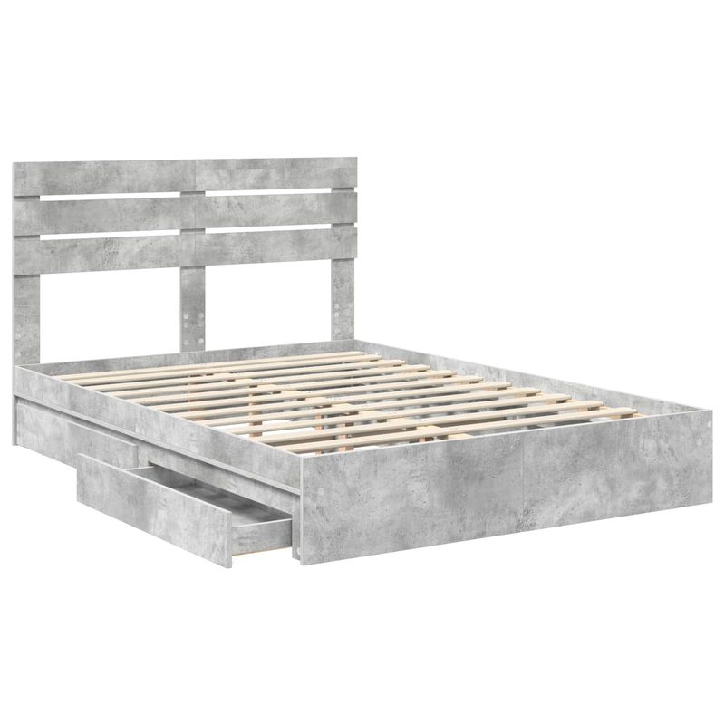 Casa si Gradina - Mobilier - Paturi si accesorii - Paturi - Pat cu storage Gri din beton 150 x 200 cm Lemn compozit - Infinity.ro