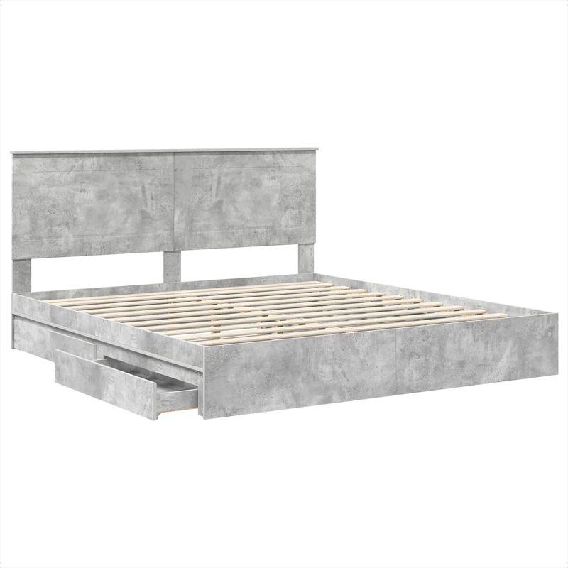 Casa si Gradina - Mobilier - Paturi si accesorii - Paturi - Cadru de pat cu sertar Gri din beton 180 x 200 cm Lemn compozit - Infinity.ro