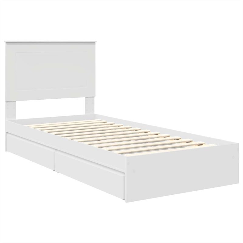 Casa si Gradina - Mobilier - Paturi si accesorii - Paturi - Cadru de pat cu sertar Manual Alb 90 x 200 cm Lemn compozit - Infinity.ro