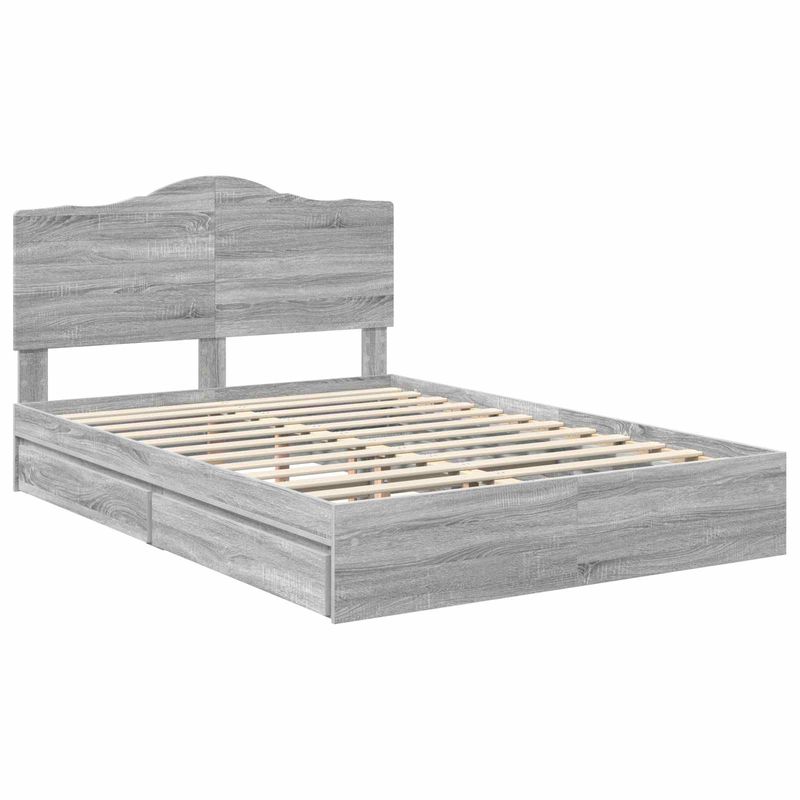Casa si Gradina - Mobilier - Paturi si accesorii - Paturi - Pat cu storage cu sertar Gri Sonoma 140 x 200 cm Lemn compozit - Infinity.ro