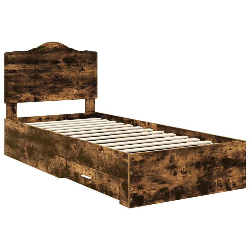 Casa si Gradina - Mobilier - Paturi si accesorii - Paturi - Cadru de pat cu sertar Stejar fumuriu 75 x 190 cm Lemn compozit - Infinity.ro
