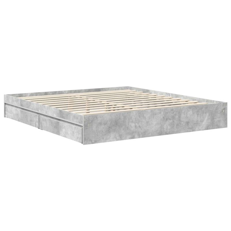 Casa si Gradina - Mobilier - Paturi si accesorii - Paturi - Cadru de pat cu sertar Gri din beton 180 x 200 cm Lemn compozit - Infinity.ro