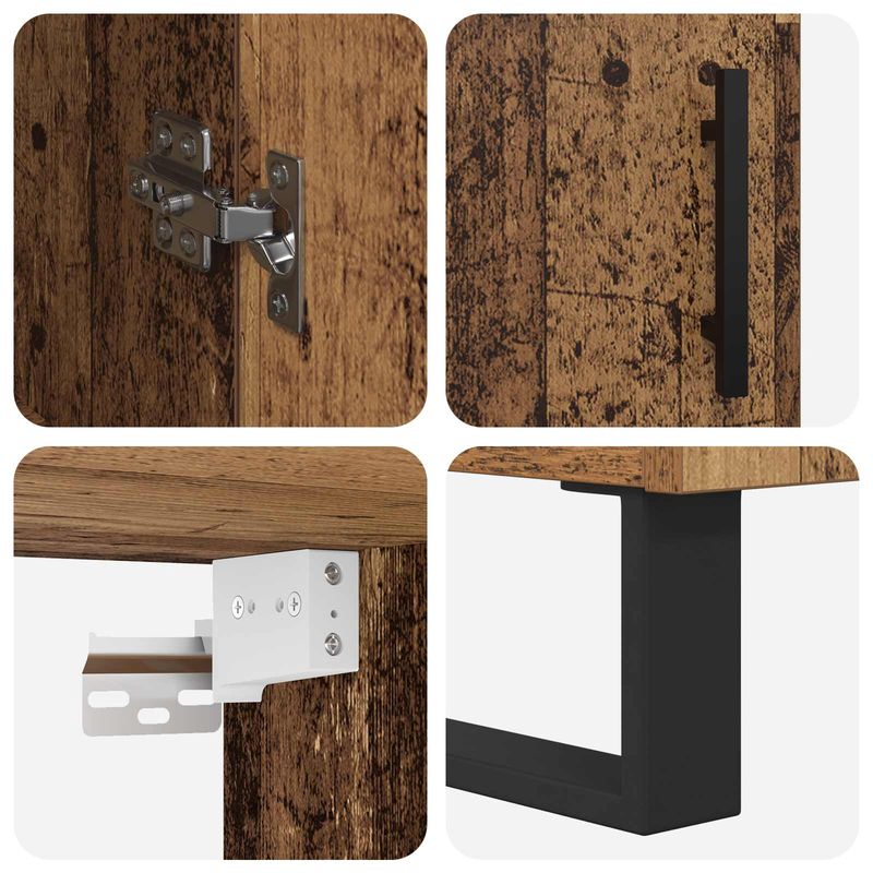 Casa si Gradina - Mobilier - Comode si corpuri - Comode - Bufet 2 pcs Lemn Vechi Lemn Stratificat si Sticla - Infinity.ro