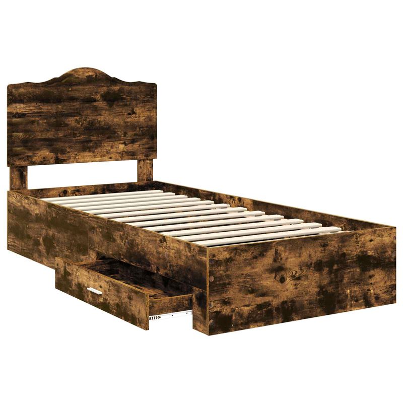Casa si Gradina - Mobilier - Paturi si accesorii - Paturi - Cadru de pat cu sertar Stejar fumuriu 75 x 190 cm Lemn compozit - Infinity.ro