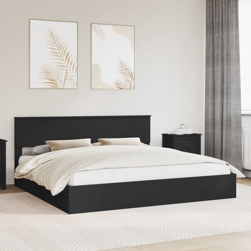 Casa si Gradina - Mobilier - Paturi si accesorii - Paturi - Pat cu storage cu headboard Negru 200 x 200 cm Lemn compozit - Infinity.ro