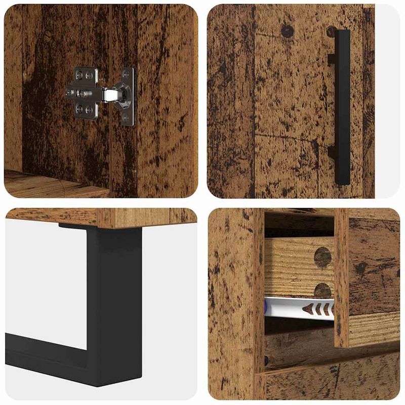 Casa si Gradina - Mobilier - Comode si corpuri - Comode - Bufet cu sertar 2 pcs Lemn Vechi Lemn Stratificat si Sticla - Infinity.ro
