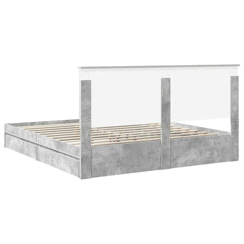 Casa si Gradina - Mobilier - Paturi si accesorii - Paturi - Cadru de pat cu sertar Gri din beton 180 x 200 cm Lemn compozit - Infinity.ro