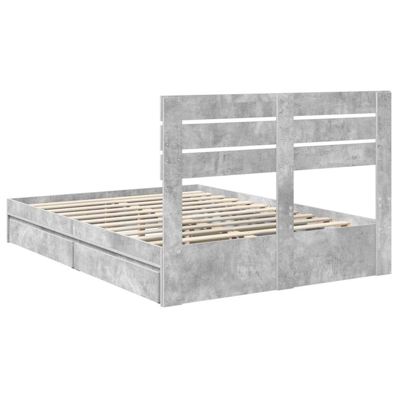 Casa si Gradina - Mobilier - Paturi si accesorii - Paturi - Pat cu storage Gri din beton 150 x 200 cm Lemn compozit - Infinity.ro