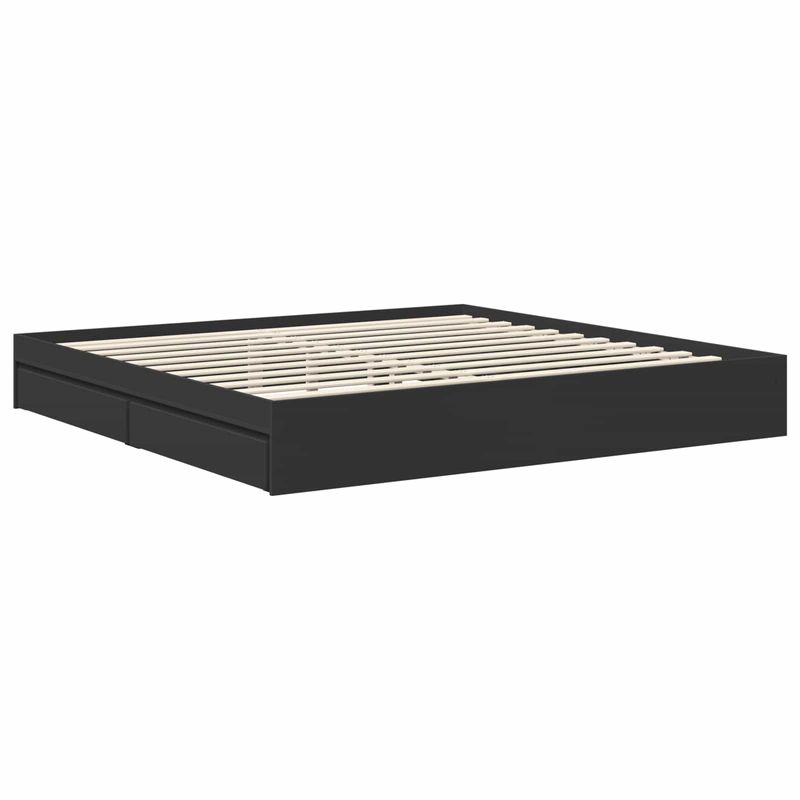 Casa si Gradina - Mobilier - Paturi si accesorii - Paturi - Pat cu storage cu headboard Negru 200 x 200 cm Lemn compozit - Infinity.ro