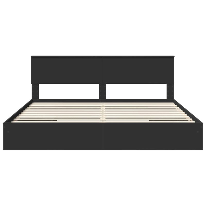 Casa si Gradina - Mobilier - Paturi si accesorii - Paturi - Pat cu storage cu headboard Negru 200 x 200 cm Lemn compozit - Infinity.ro