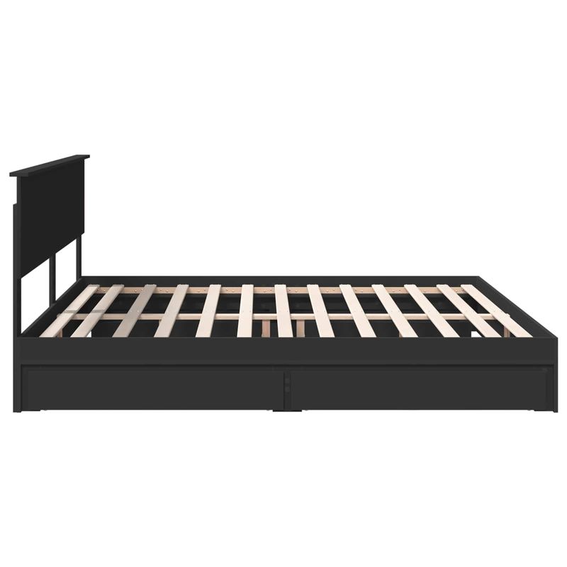 Casa si Gradina - Mobilier - Paturi si accesorii - Paturi - Pat cu storage cu headboard Negru 200 x 200 cm Lemn compozit - Infinity.ro