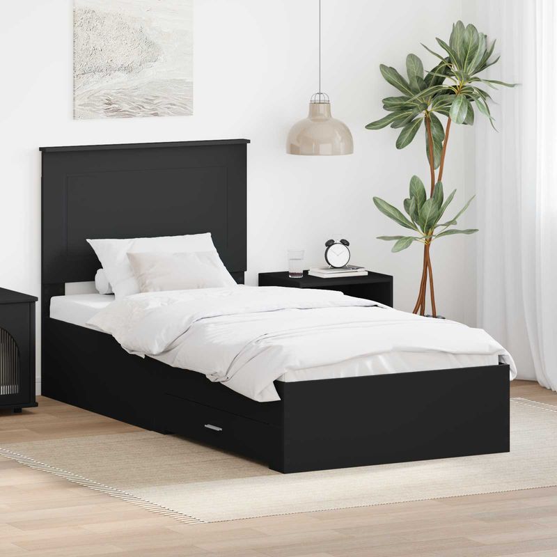 Casa si Gradina - Mobilier - Paturi si accesorii - Paturi - Cadru de pat Negru si argintiu 75 x 190 cm Lemn compozit - Infinity.ro