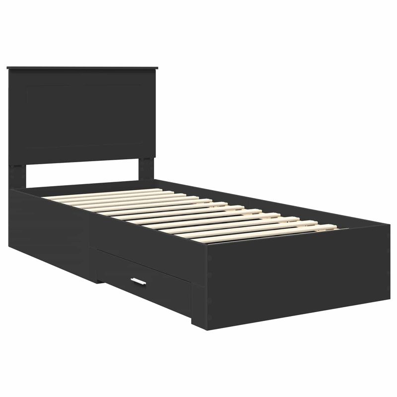 Casa si Gradina - Mobilier - Paturi si accesorii - Paturi - Cadru de pat Negru si argintiu 75 x 190 cm Lemn compozit - Infinity.ro