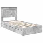 Casa si Gradina - Mobilier - Paturi si accesorii - Paturi - Pat cu storage Gri din beton 100 x 200 cm Lemn compozit - Infinity.ro