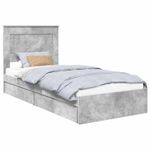 Casa si Gradina - Mobilier - Paturi si accesorii - Paturi - Pat cu storage Gri din beton 90 x 190 cm Lemn compozit - Infinity.ro