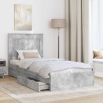 Casa si Gradina - Mobilier - Paturi si accesorii - Paturi - Pat cu storage Gri din beton 90 x 190 cm Lemn compozit - Infinity.ro