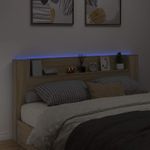 Casa si Gradina - Mobilier - Paturi si accesorii - Accesorii paturi - Tablie de pat cu LED, albastru, 93x16x78/88 cm, textil - Infinity.ro