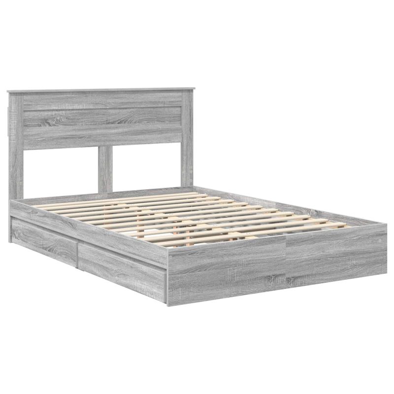 Casa si Gradina - Mobilier - Paturi si accesorii - Paturi - Pat cu storage cu sertar Gri Sonoma 150 x 200 cm Lemn compozit - Infinity.ro