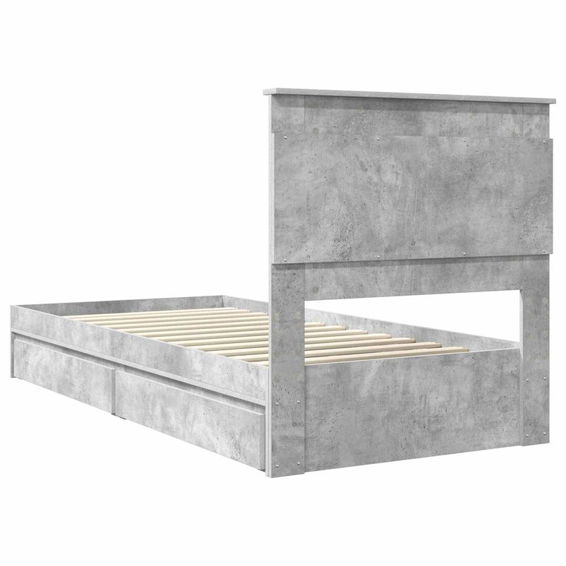 Casa si Gradina - Mobilier - Paturi si accesorii - Paturi - Pat cu storage Gri din beton 100 x 200 cm Lemn compozit - Infinity.ro