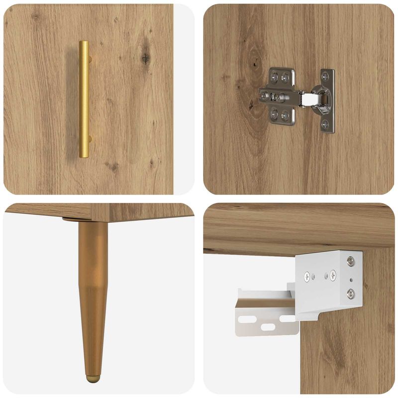 Casa si Gradina - Mobilier - Comode si corpuri - Corpuri bucatarie - Bufet Stejar Artizanal 69,5 x 32,5 x 180 cm Lemn compozit - Infinity.ro