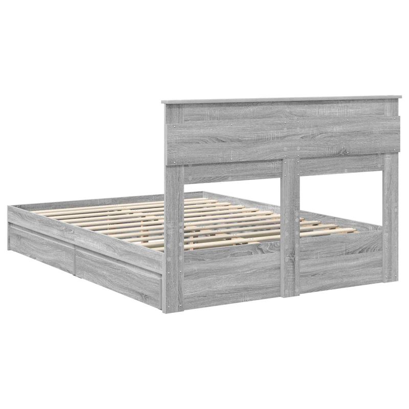Casa si Gradina - Mobilier - Paturi si accesorii - Paturi - Pat cu storage cu sertar Gri Sonoma 150 x 200 cm Lemn compozit - Infinity.ro
