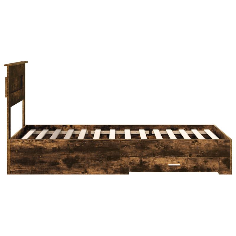 Casa si Gradina - Mobilier - Paturi si accesorii - Paturi - Cadru de pat cu sertar Stejar afumat si argintiu 75 x 190 cm - Infinity.ro