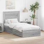Casa si Gradina - Mobilier - Paturi si accesorii - Paturi - Cadru de pat Sonoma gri si argintiu 75 x 190 cm Lemn compozit - Infinity.ro
