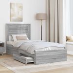 Casa si Gradina - Mobilier - Paturi si accesorii - Paturi - Cadru de pat Sonoma gri si argintiu 75 x 190 cm Lemn compozit - Infinity.ro