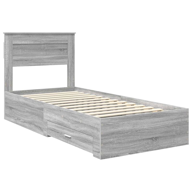 Casa si Gradina - Mobilier - Paturi si accesorii - Paturi - Cadru de pat Sonoma gri si argintiu 75 x 190 cm Lemn compozit - Infinity.ro
