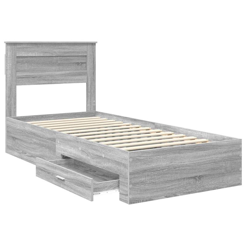 Casa si Gradina - Mobilier - Paturi si accesorii - Paturi - Cadru de pat Sonoma gri si argintiu 75 x 190 cm Lemn compozit - Infinity.ro