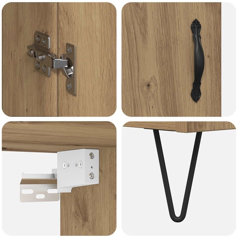 Casa si Gradina - Mobilier - Comode si corpuri - Corpuri bucatarie - Bufet Stejar Artizanal 69,5 x 34 x 180 cm Lemn compozit - Infinity.ro