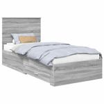 Casa si Gradina - Mobilier - Paturi si accesorii - Paturi - Cadru de pat Sonoma gri si argintiu 75 x 190 cm Lemn compozit - Infinity.ro