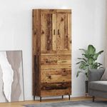 Casa si Gradina - Mobilier - Comode si corpuri - Comode - Bufet cu sertar 2 pcs Lemn Vechi Lemn Stratificat si Sticla - Infinity.ro