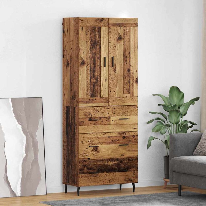 Casa si Gradina - Mobilier - Comode si corpuri - Comode - Bufet cu sertar 2 pcs Lemn Vechi Lemn Stratificat si Sticla - Infinity.ro
