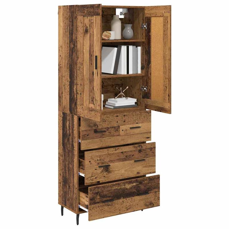 Casa si Gradina - Mobilier - Comode si corpuri - Comode - Bufet cu sertar 2 pcs Lemn Vechi Lemn Stratificat si Sticla - Infinity.ro