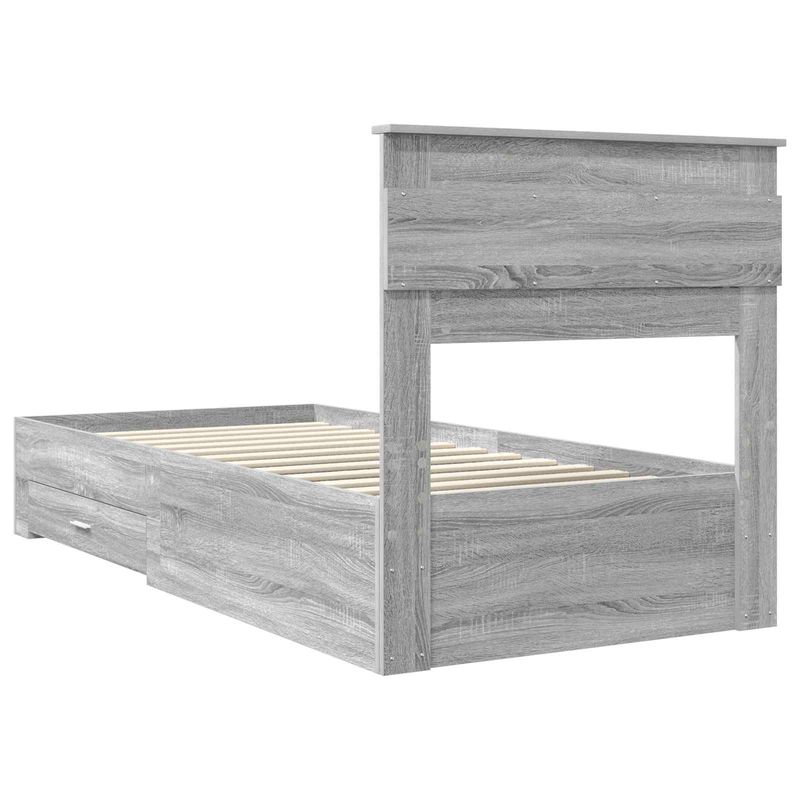 Casa si Gradina - Mobilier - Paturi si accesorii - Paturi - Cadru de pat Sonoma gri si argintiu 75 x 190 cm Lemn compozit - Infinity.ro