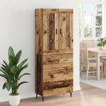 Casa si Gradina - Mobilier - Comode si corpuri - Comode - Bufet cu sertar 2 pcs Lemn Vechi Lemn Stratificat si Sticla - Infinity.ro